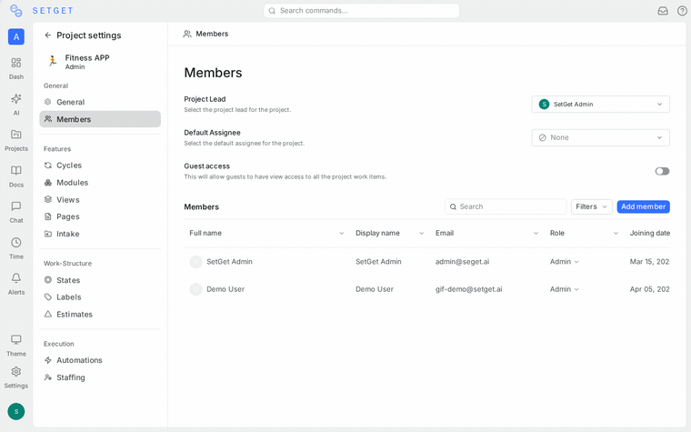 Add members to a project