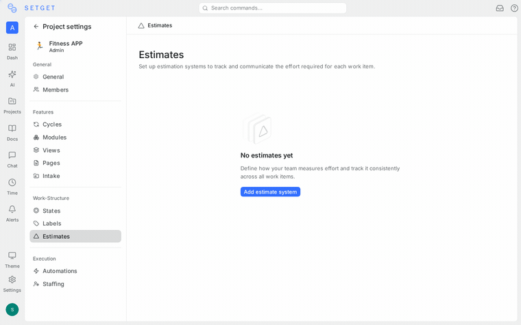 Configure the estimation system