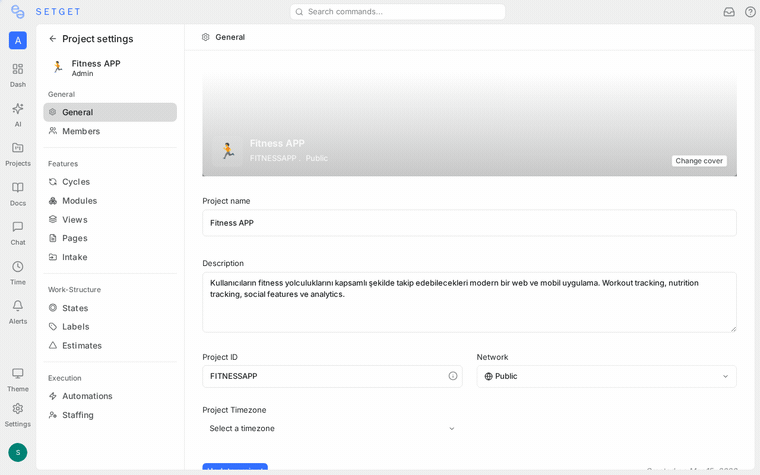 Project settings overview