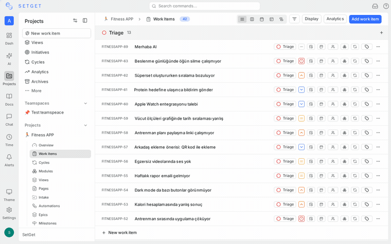 Selecting multiple work items
