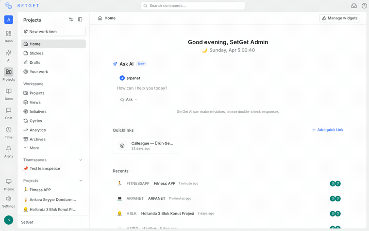 Homepage widgets