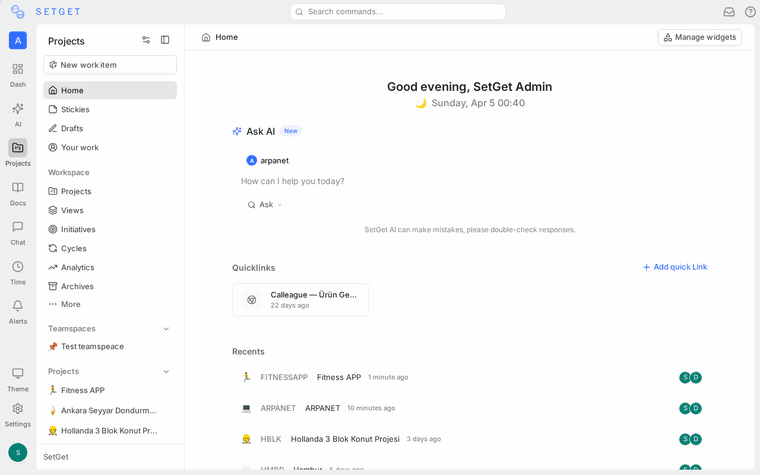 Opening search
