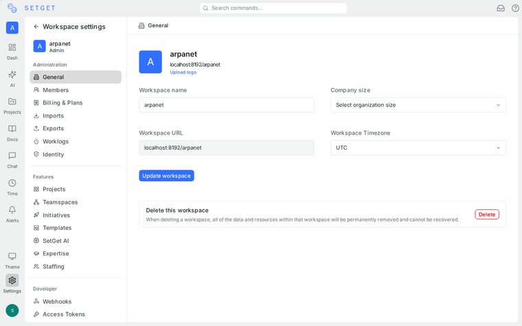 Workspace settings